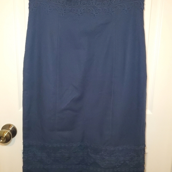 Boden Navy Seville Embroidered Dress 8R Cotton - Picture 4 of 13